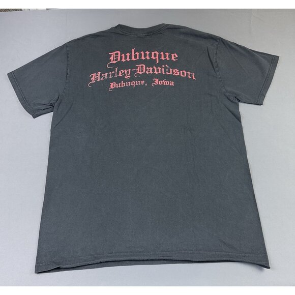 Rare Vintage Y2K Harley Davidson Bubuque Iowa Faded Eagle Art Black XL T Shirt - Picture 2 of 11